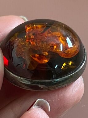 Amber Dome Statement pendant necklace  - Deep Honey Amber